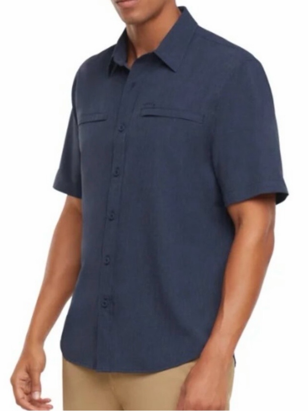 Orvis Men's Short-Sleeve Tech Button-Down Shirt Navy - Picture 1 of 5
